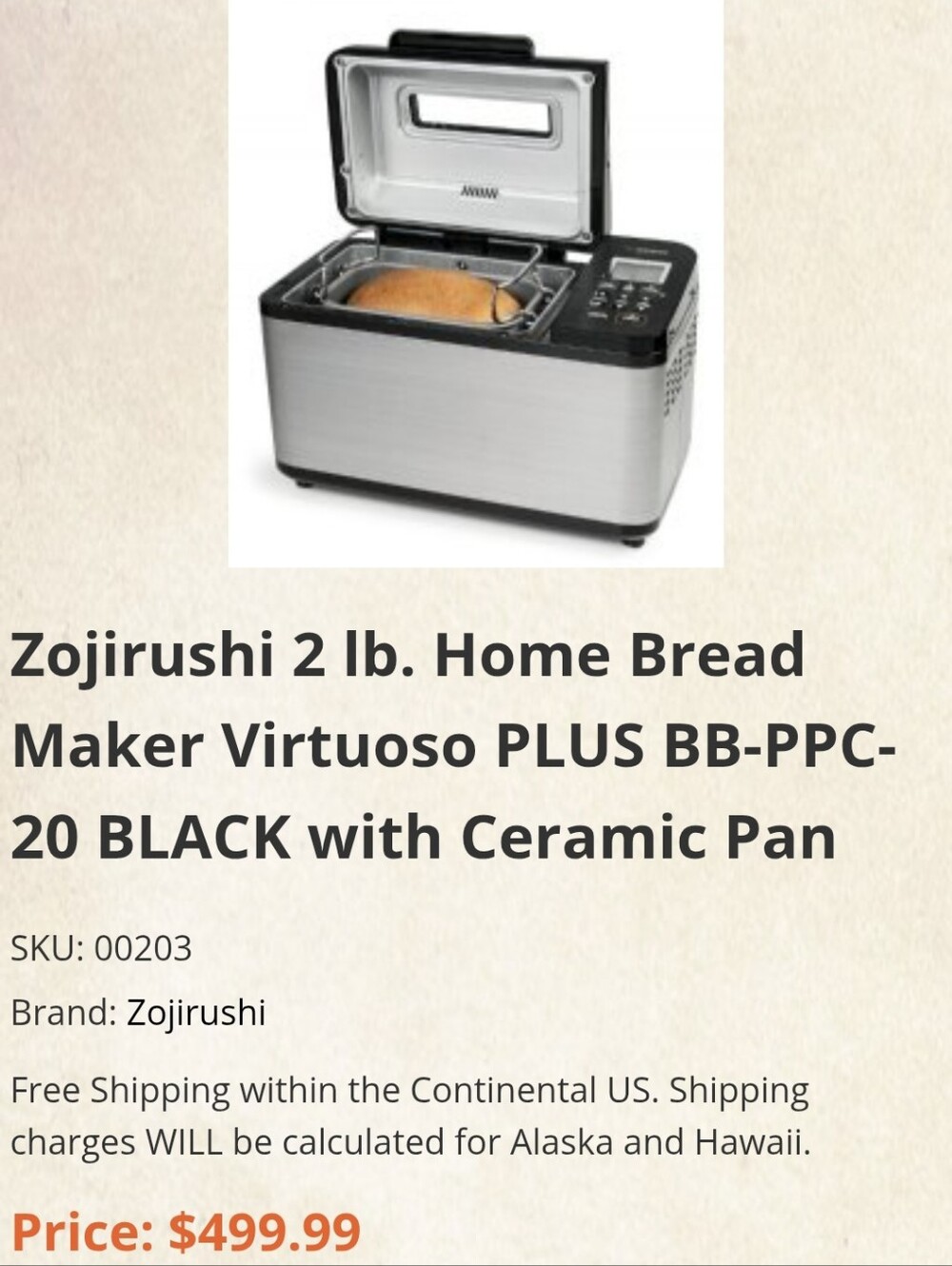 Zojirushi Silver Breadmaker - Picture 8 of 8